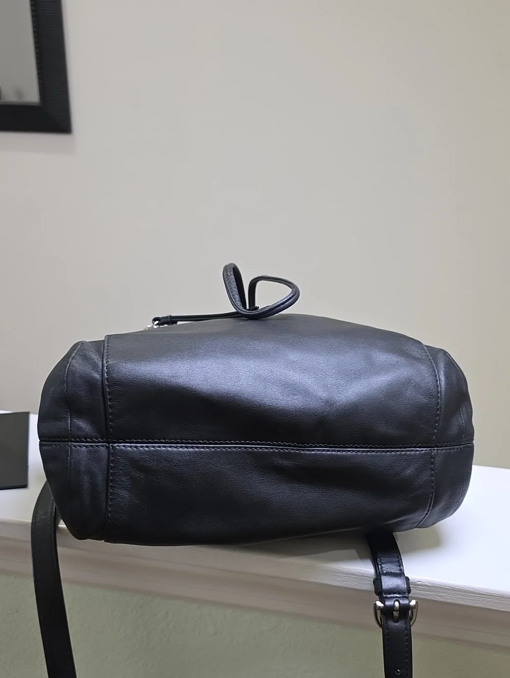 COACH F25661 Black Smooth Leather Hobo Two Way Bag Crossbody/Top Handle EUC